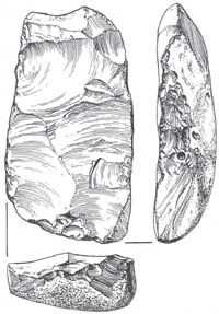 A flint core, shaped primarily for the production of useful flakes.